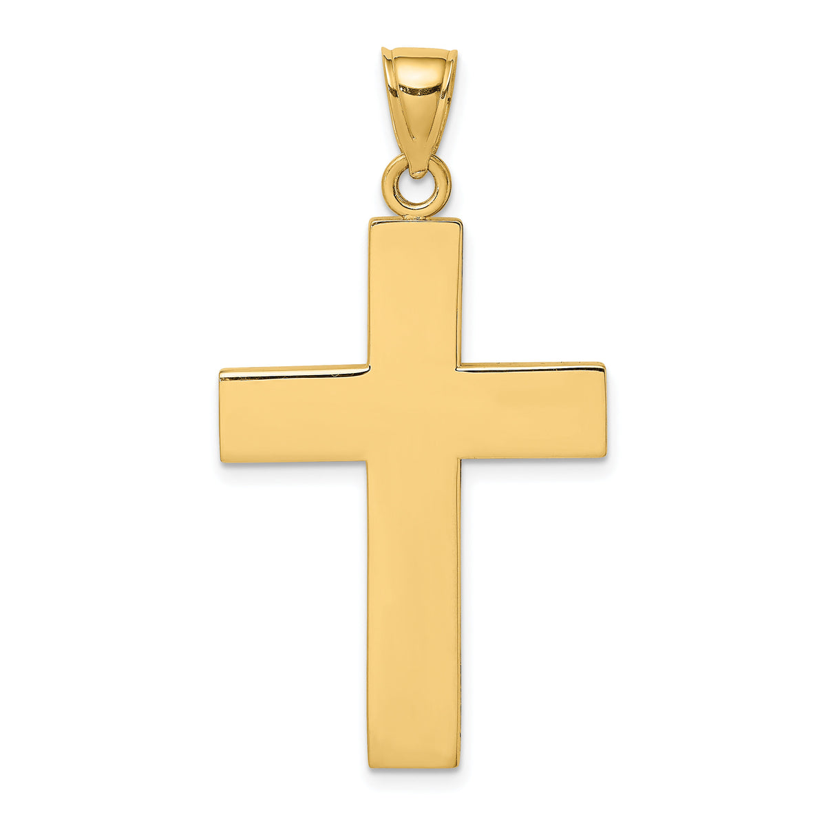 14K Polished Large Block Cross w/Open Back Charm-K8347