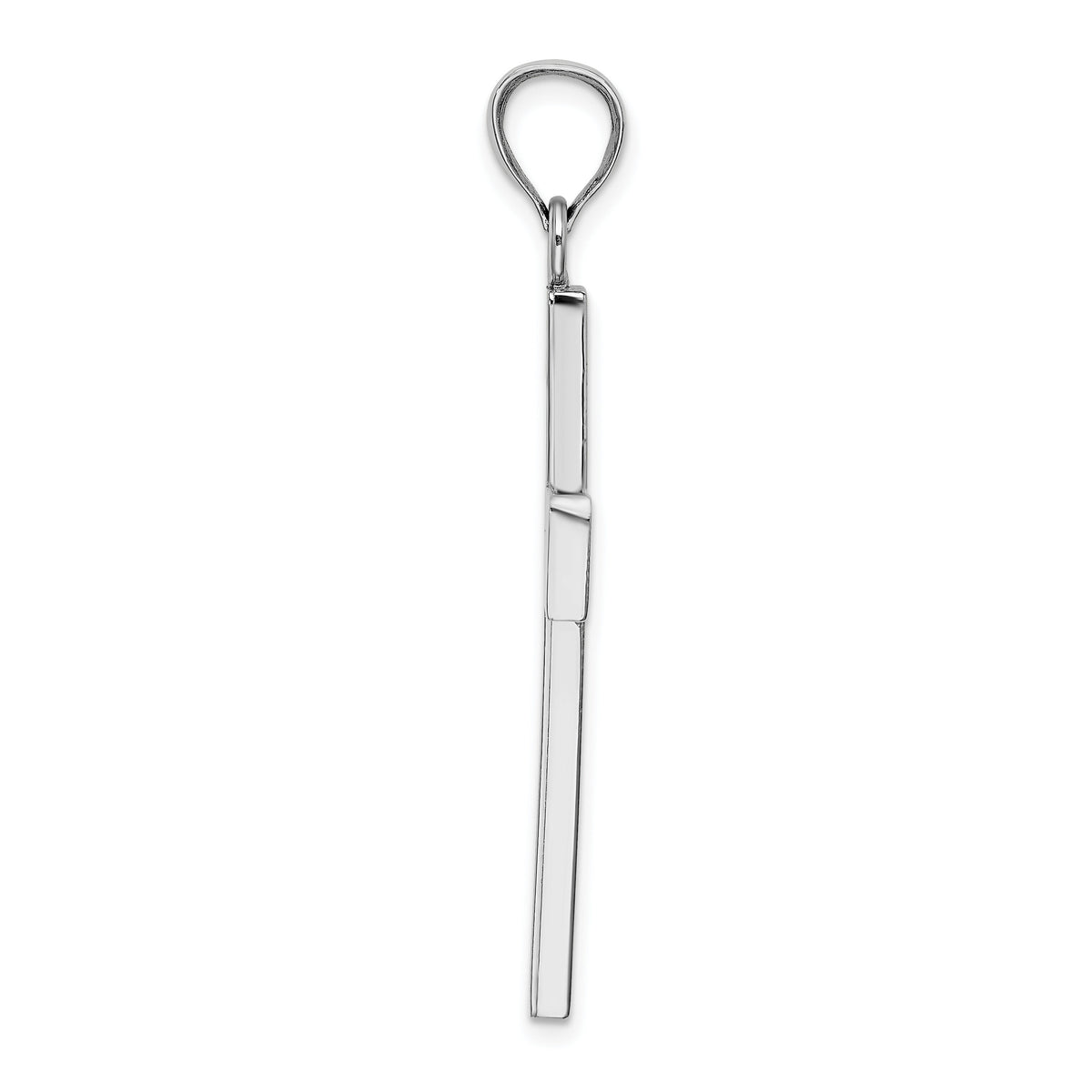 14K White Gold Large Block Cross w/Open Back Charm-K8347W