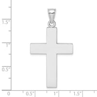 14K White Gold Large Block Cross w/Open Back Charm-K8347W
