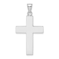 14K White Gold Large Block Cross w/Open Back Charm-K8347W