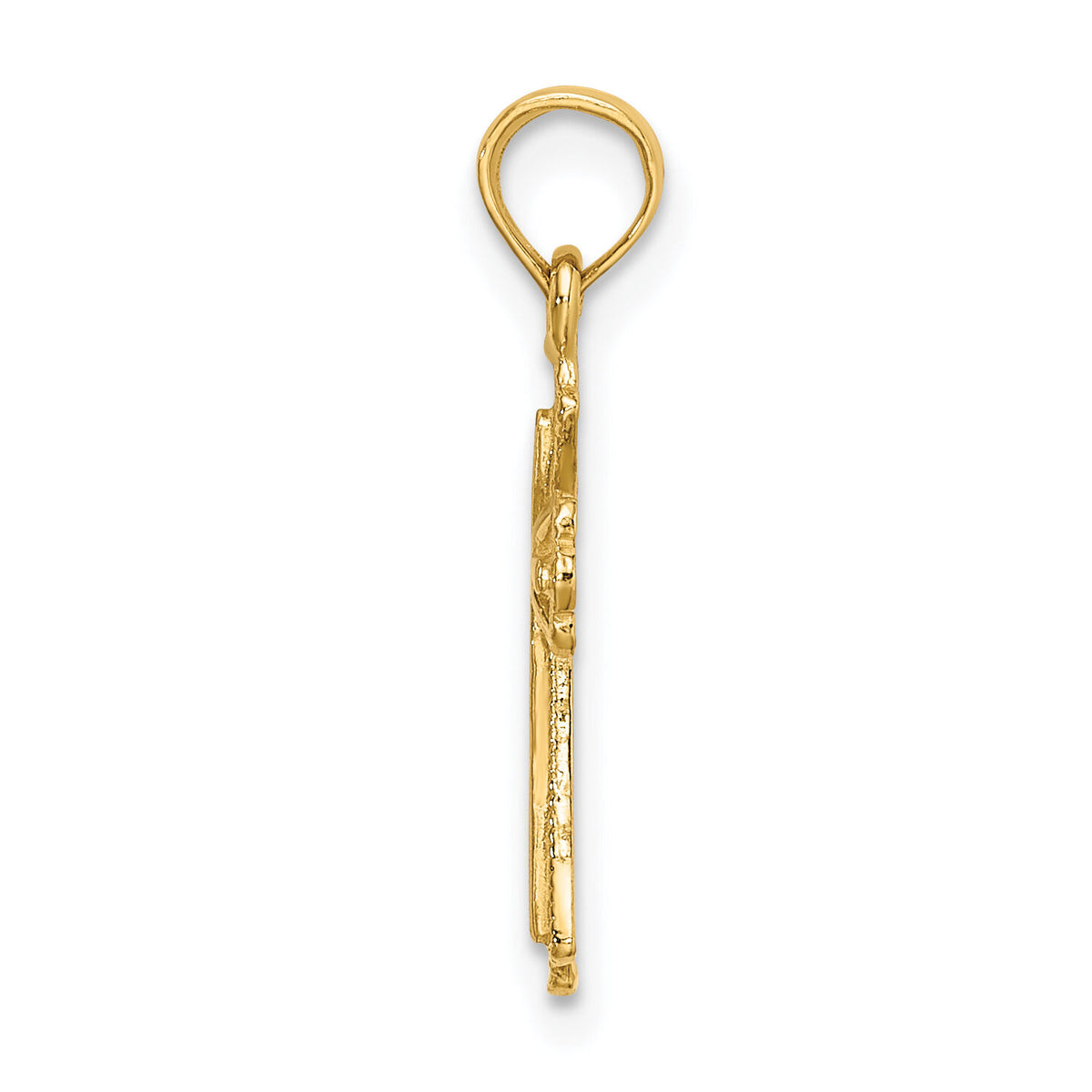 14K Engraved Small Cross w/ X  Center Charm-K8348