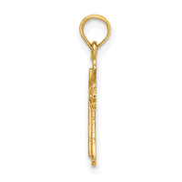 14K Engraved Small Cross w/ X  Center Charm-K8348