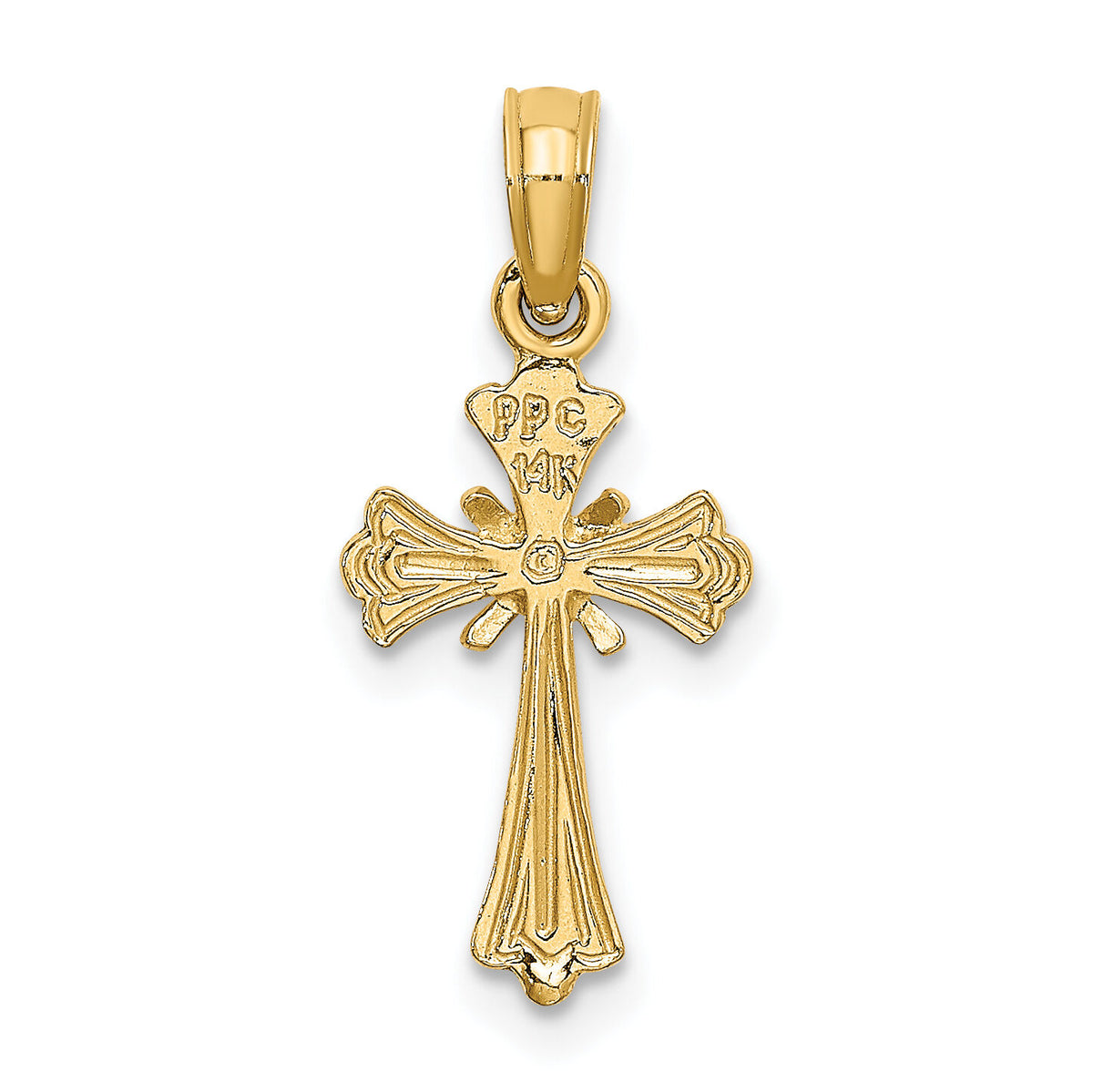 14K Engraved Small Cross w/ X  Center Charm-K8348
