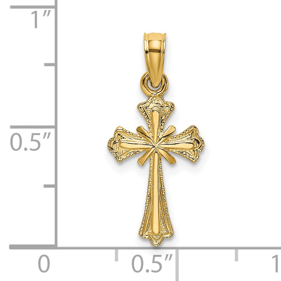 14K Engraved Small Cross w/ X  Center Charm-K8348