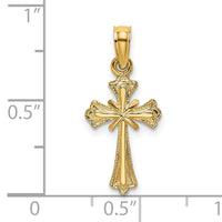 14K Engraved Small Cross w/ X  Center Charm-K8348