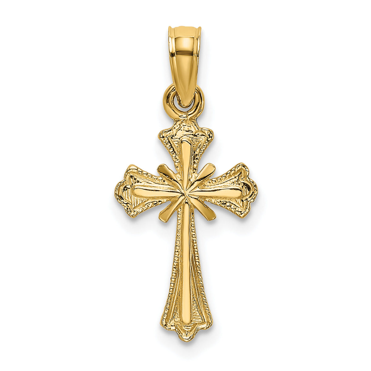 14K Engraved Small Cross w/ X  Center Charm-K8348