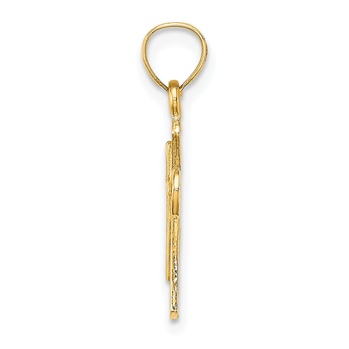 14K Solid Textured Cross Charm-K8349