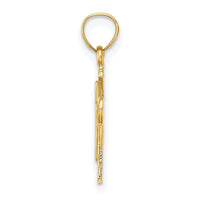 14K Solid Textured Cross Charm-K8349