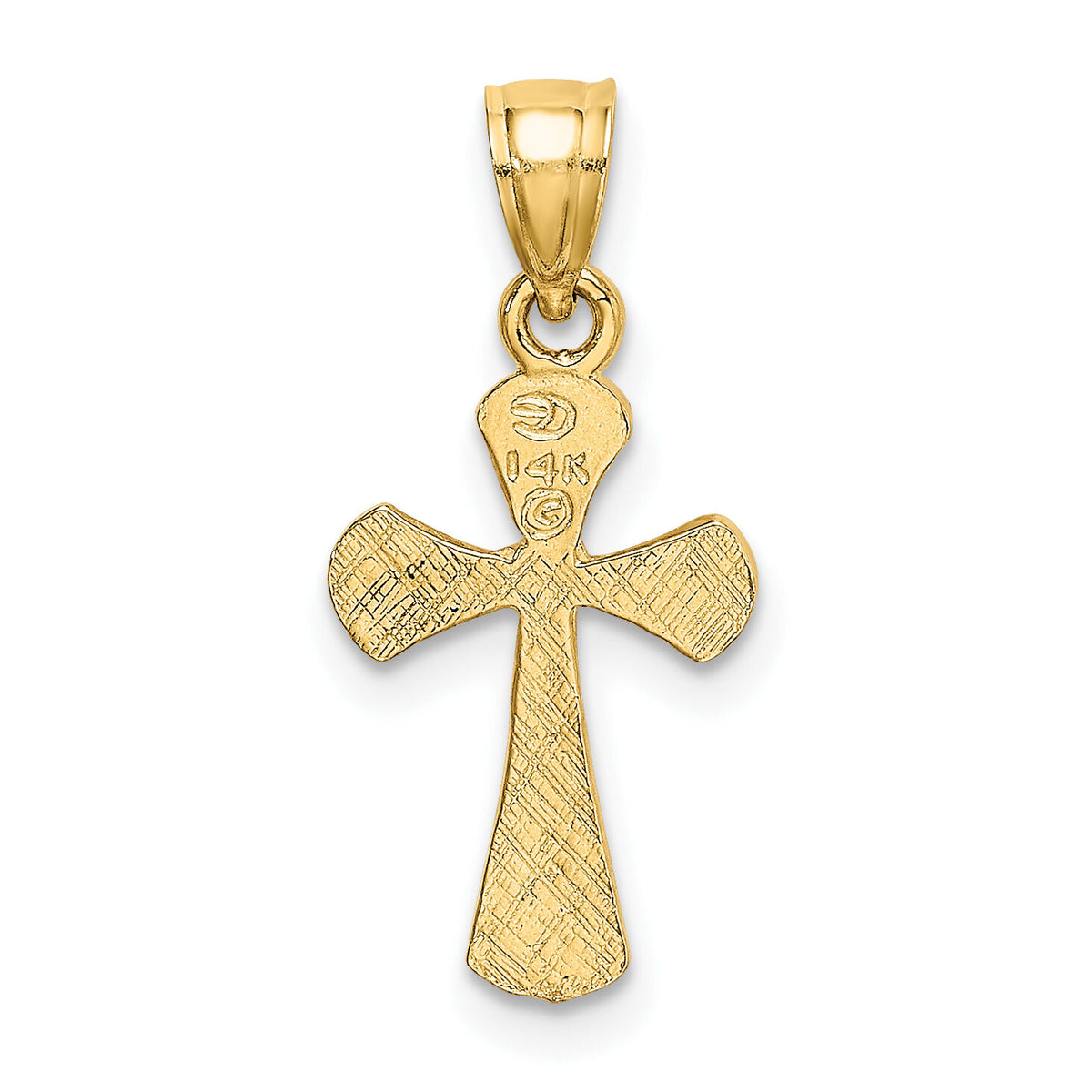 14K Solid Textured Cross Charm-K8349