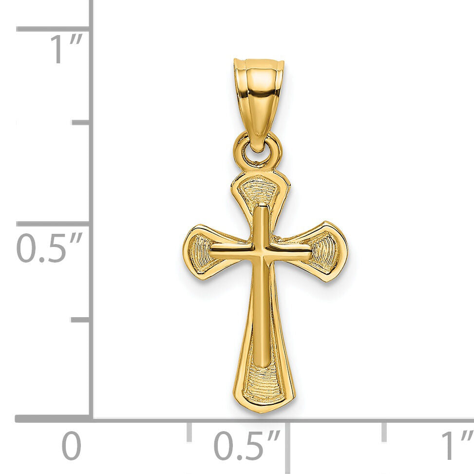 14K Solid Textured Cross Charm-K8349