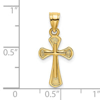 14K Solid Textured Cross Charm-K8349