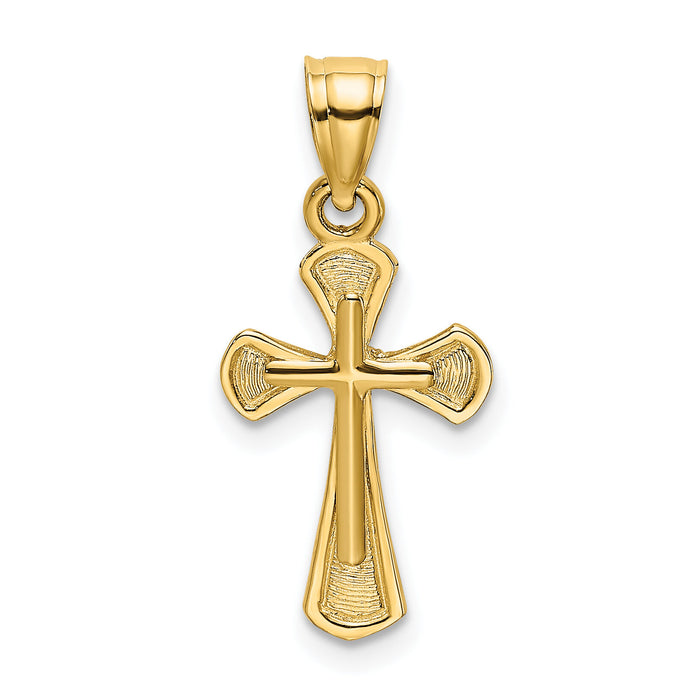 14K Solid Textured Cross Charm-K8349