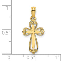 14K Polished and Cut-Out Engraved Cross Charm-K8350
