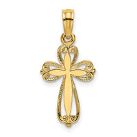 14K Polished and Cut-Out Engraved Cross Charm-K8350