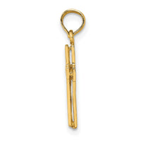 14K 2-D Polished Textured Cross Charm-K8351