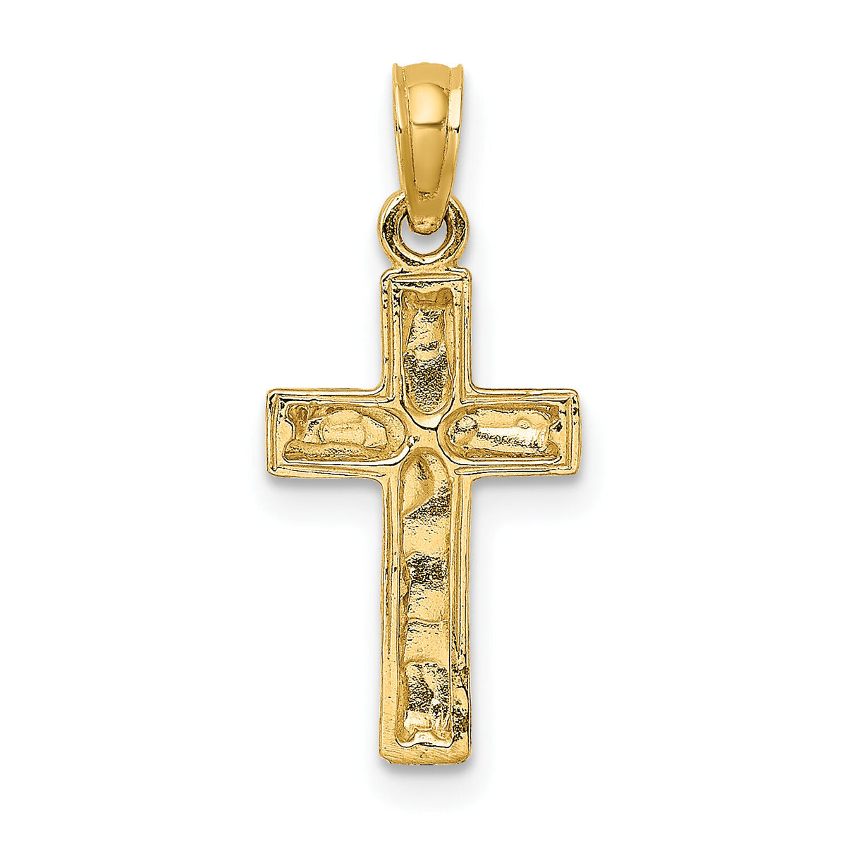 14K 2-D Polished Textured Cross Charm-K8351