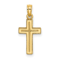 14K 2-D Polished Textured Cross Charm-K8351