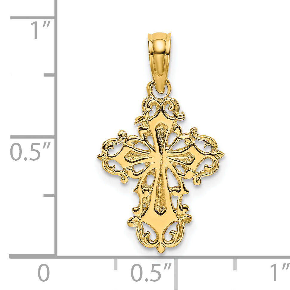 14K Cut-Out Delicate Cross Charm-K8352
