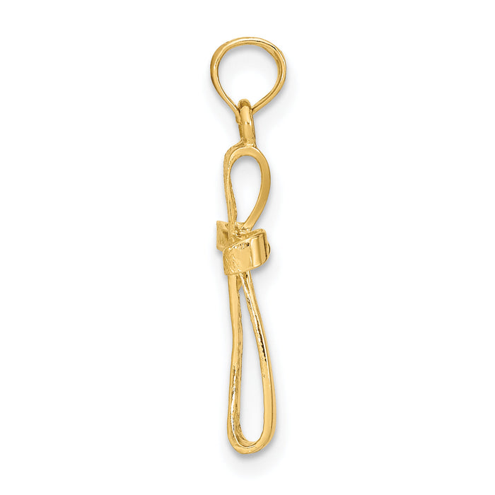 14K 3-D Engraved Polished Twisted Cross Charm-K8353