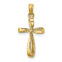14K 3-D Engraved Polished Twisted Cross Charm-K8353