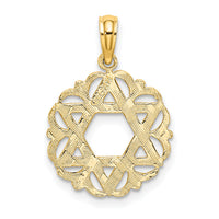 14K Star Of David In Scalloped Circle Charm-K8357