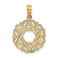14K Star Of David In Scalloped Circle Charm-K8357