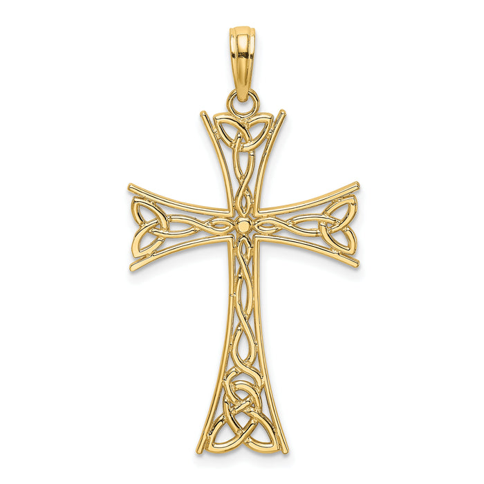 14K Polished Celtic Knot Cross Charm-K8360