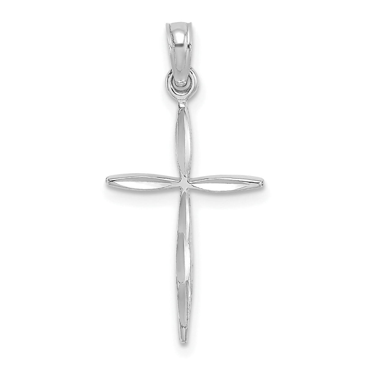 14K White Gold D/C with Tapered Ends Cross Charm-K8363W