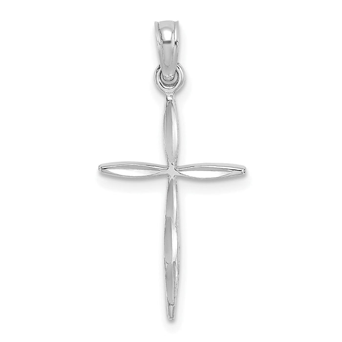 14K White Gold D/C with Tapered Ends Cross Charm-K8363W