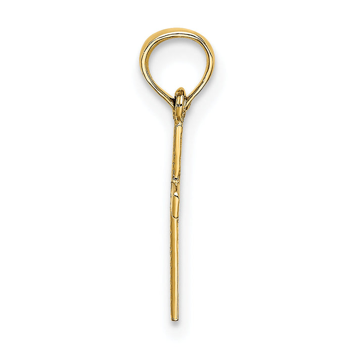 14K Polished Mini Cross w/ Heart Charm-K8367