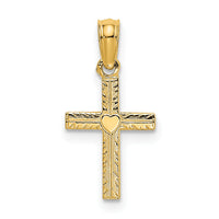 14K Polished Mini Cross w/ Heart Charm-K8367