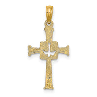 14K Polished and Engraved Cross and Dove Charm-K8368