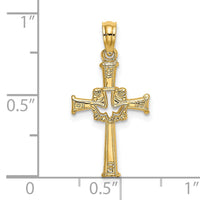 14K Polished and Engraved Cross and Dove Charm-K8368