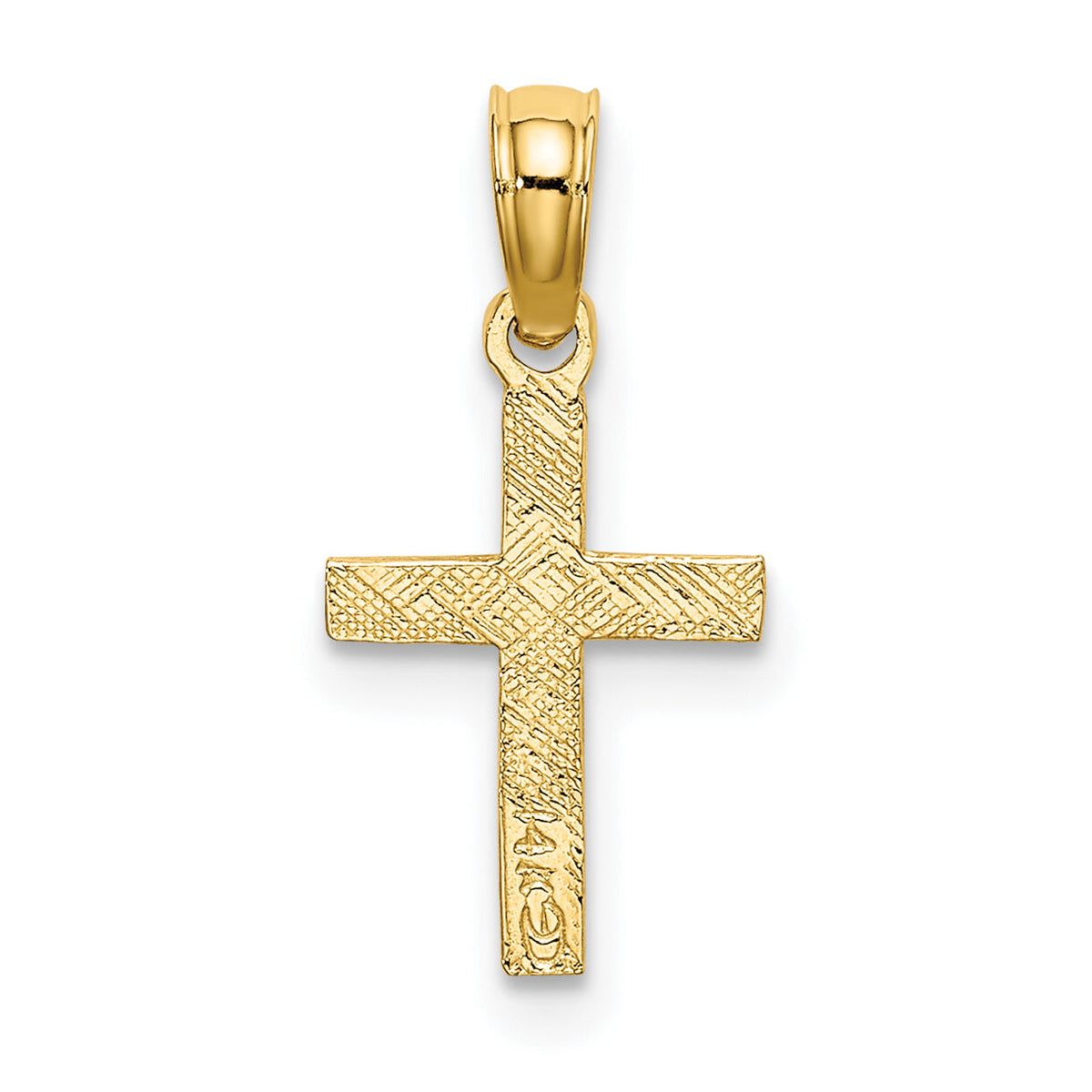 14K Polished and Engraved Mini Cross W/ Flower Charm-K8369
