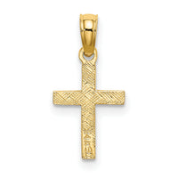 14K Polished and Engraved Mini Cross W/ Flower Charm-K8369