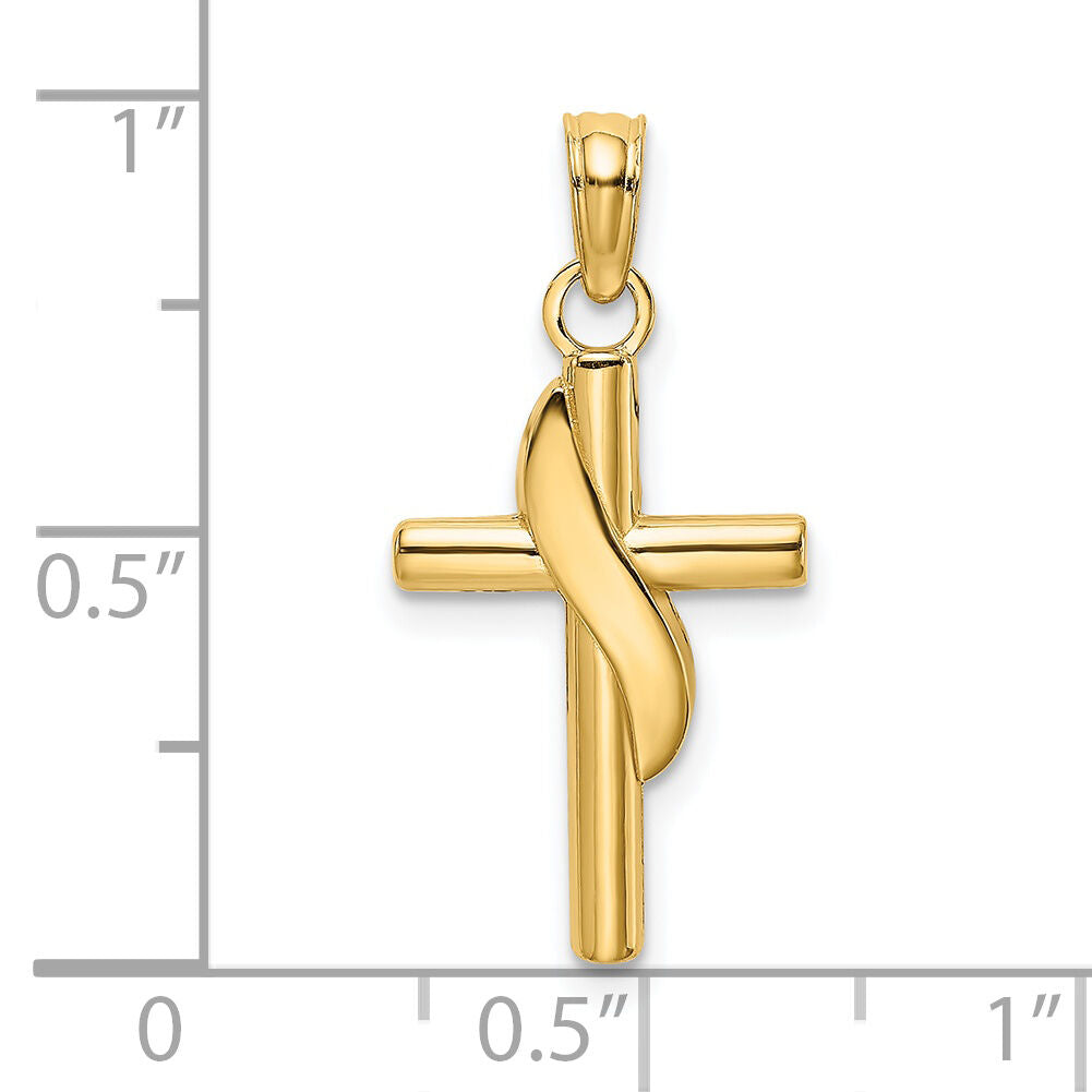14K Polished W/ Banner Cross Charm-K8371