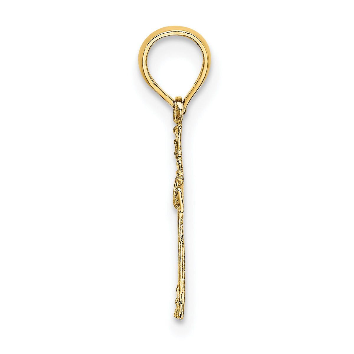 14K Textured Mini Cross w/ Heart Charm-K8372