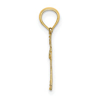 14K Textured Mini Cross w/ Heart Charm-K8372