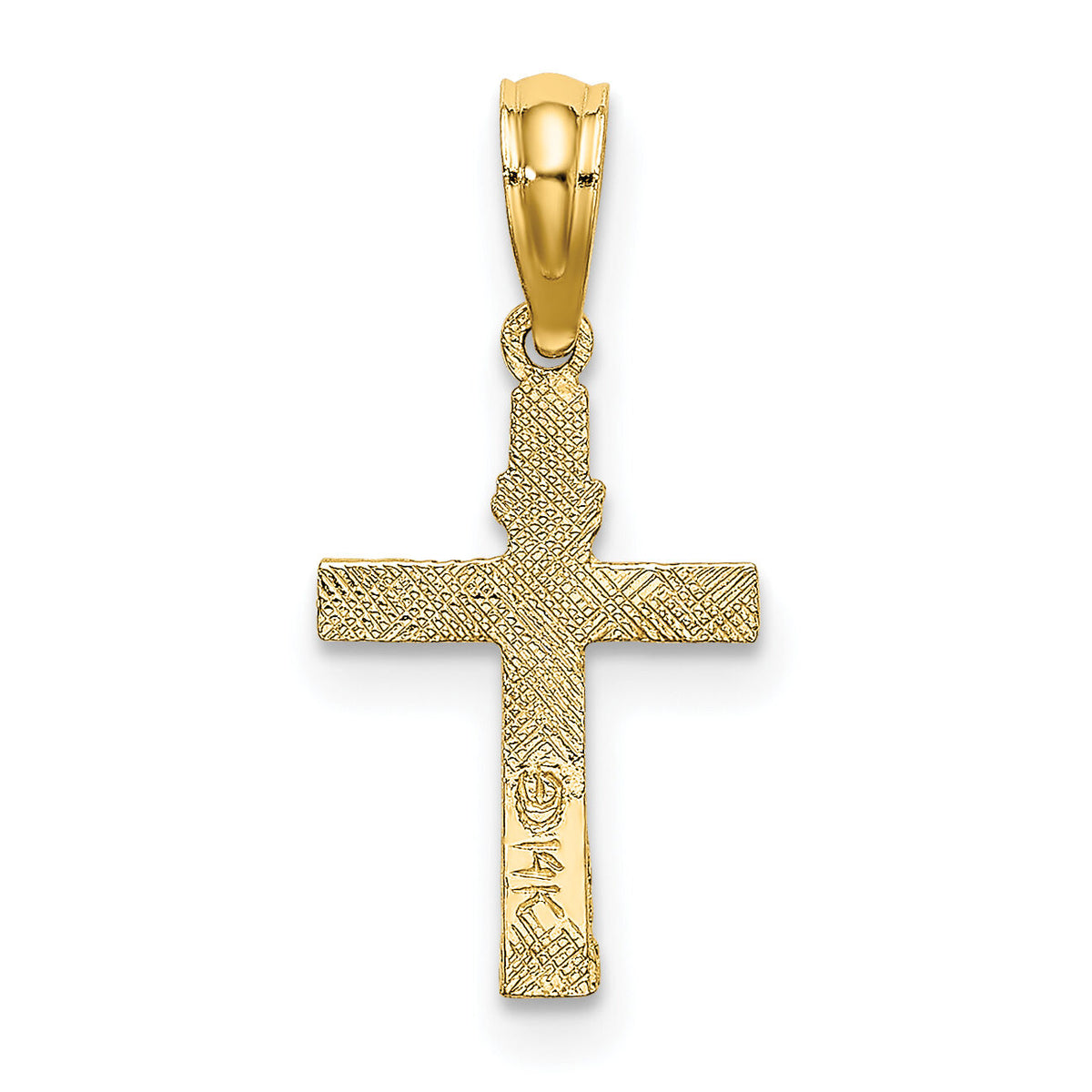 14K Textured Mini Cross w/ Heart Charm-K8372