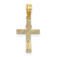 14K Textured Mini Cross w/ Heart Charm-K8372