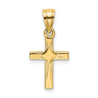 14K Diamond Shape Center Mini Cross Charm-K8373