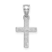 14K White Gold Diamond Shape Center Mini Cross Charm-K8373W