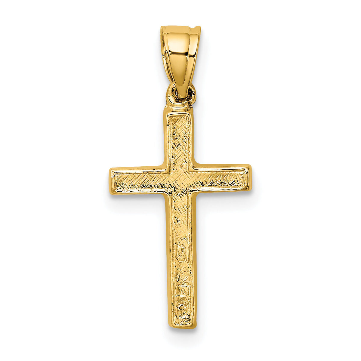 14K Polished and Engraved Cross W/ Heart Center Charm-K8374