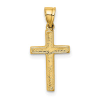 14K Polished and Engraved Cross W/ Heart Center Charm-K8374
