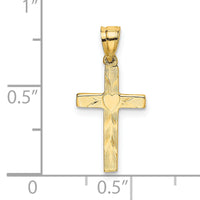 14K Polished and Engraved Cross W/ Heart Center Charm-K8374