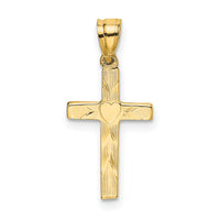 14K Polished and Engraved Cross W/ Heart Center Charm-K8374