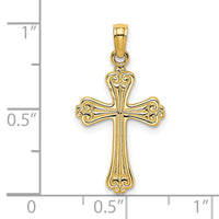14K Polished Engraved Cross Charm-K8376