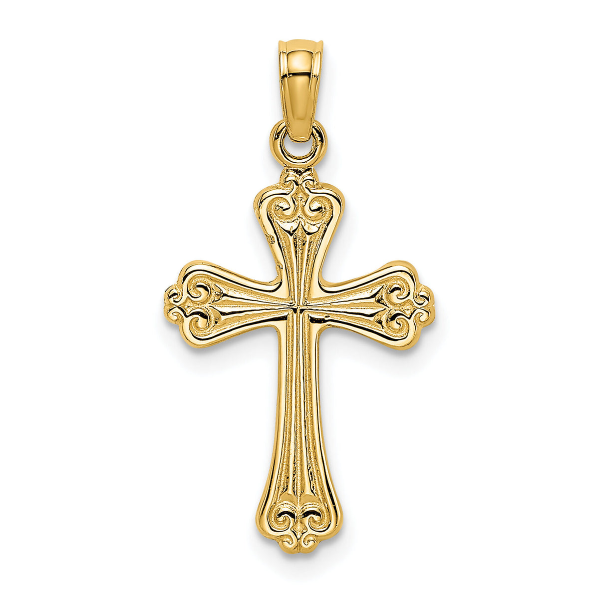 14K Polished Engraved Cross Charm-K8376