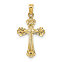 14K Polished Engraved Cross Charm-K8376