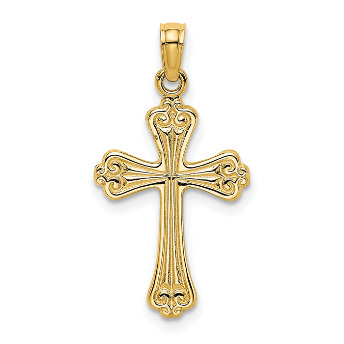 14K Polished Engraved Cross Charm-K8376